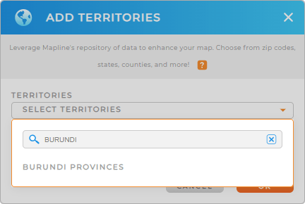 Add Burundi provinces to your map in Mapline