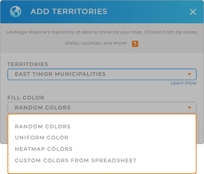 Color-code your East Timor municipality territory map quickly