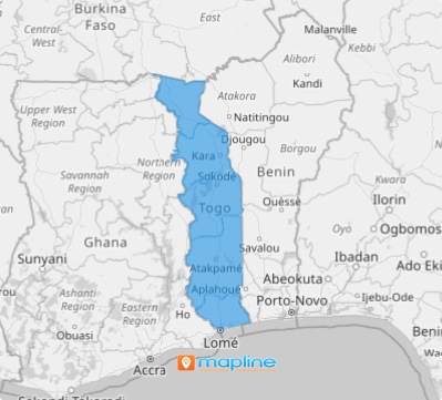 Map of Togo Regions