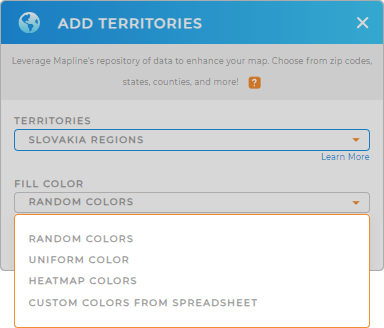 Color-code your Slovakia Regions territory map in seconds