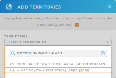 Add U.S. micropolitan statistical areas to your map in Mapline