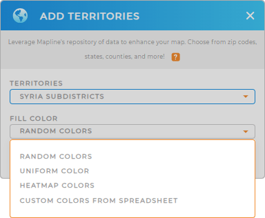 Color-code your Syria Subdistricts territory map in seconds
