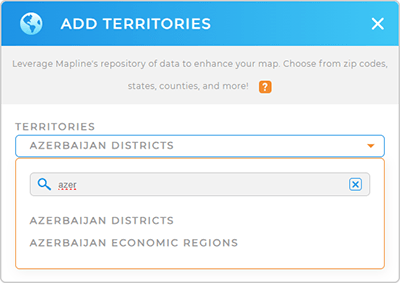 Add Azerbaijan Districts to your map in Mapline