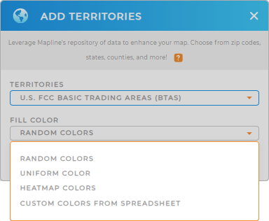 Color-code your FCC Basic Trading Areas territory map in seconds