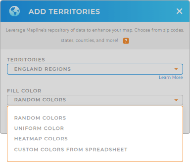 Color-code your England Regions territory map in seconds