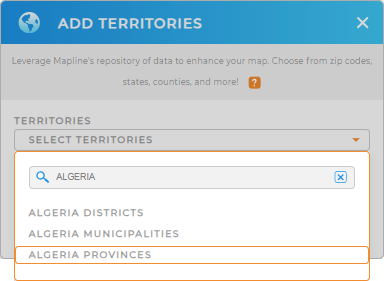 Add Algeria Provinces to your map in Mapline