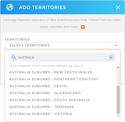 Add Australia Suburbs to your map in Mapline