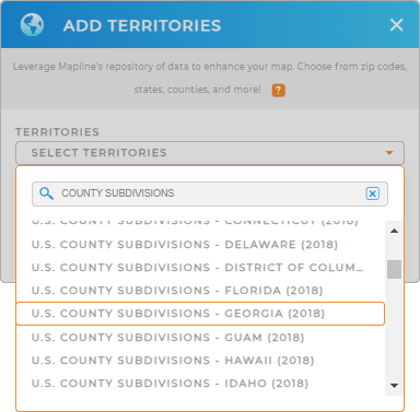 Add U.S. county subdivisions to your map in Mapline