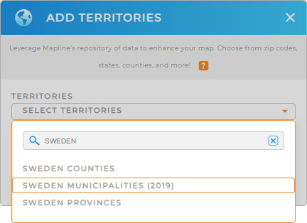 Add Sweden municipalities to your map in Mapline