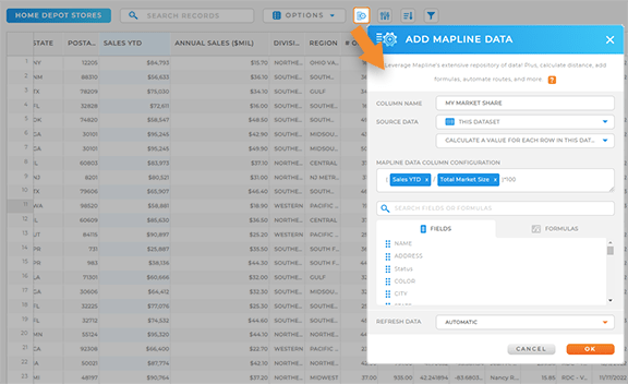 Calculate your market share in Mapline