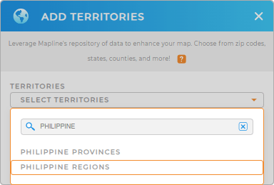 Add Philippines regions to your map in Mapline