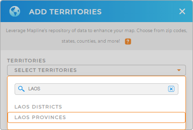 Add Laos Provinces to your map in Mapline