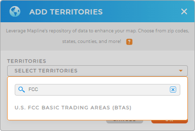 Add FCC Basic Trading Areas to your map in Mapline