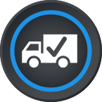 Blue Logistics icon: a truck moving forward