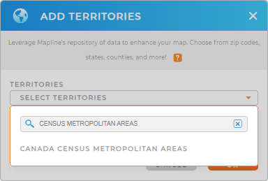 Add Canada CMAs to your map in Mapline