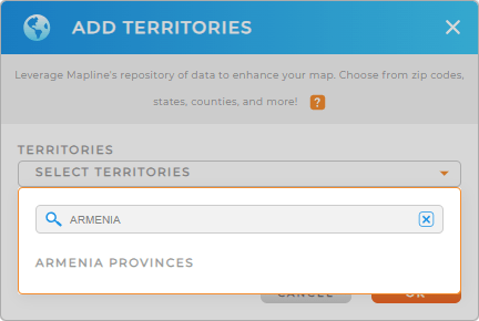 Add Armenia Provinces to your map in Mapline