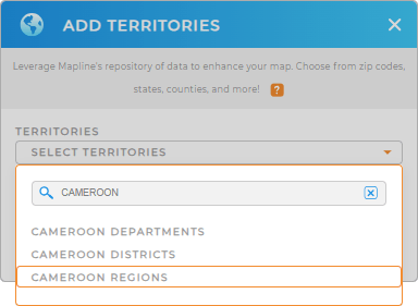 Add Cameroon Regions to your map in Mapline