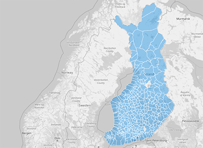 Map of Finland Municipalities