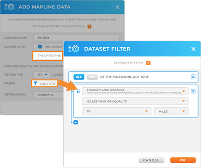 easily calculate distance between two datasets