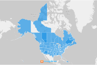 Map of US Area Codes