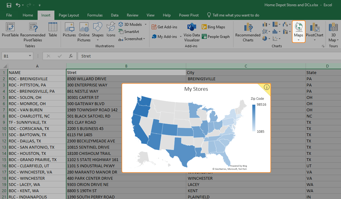 Expandable Excel Map Image