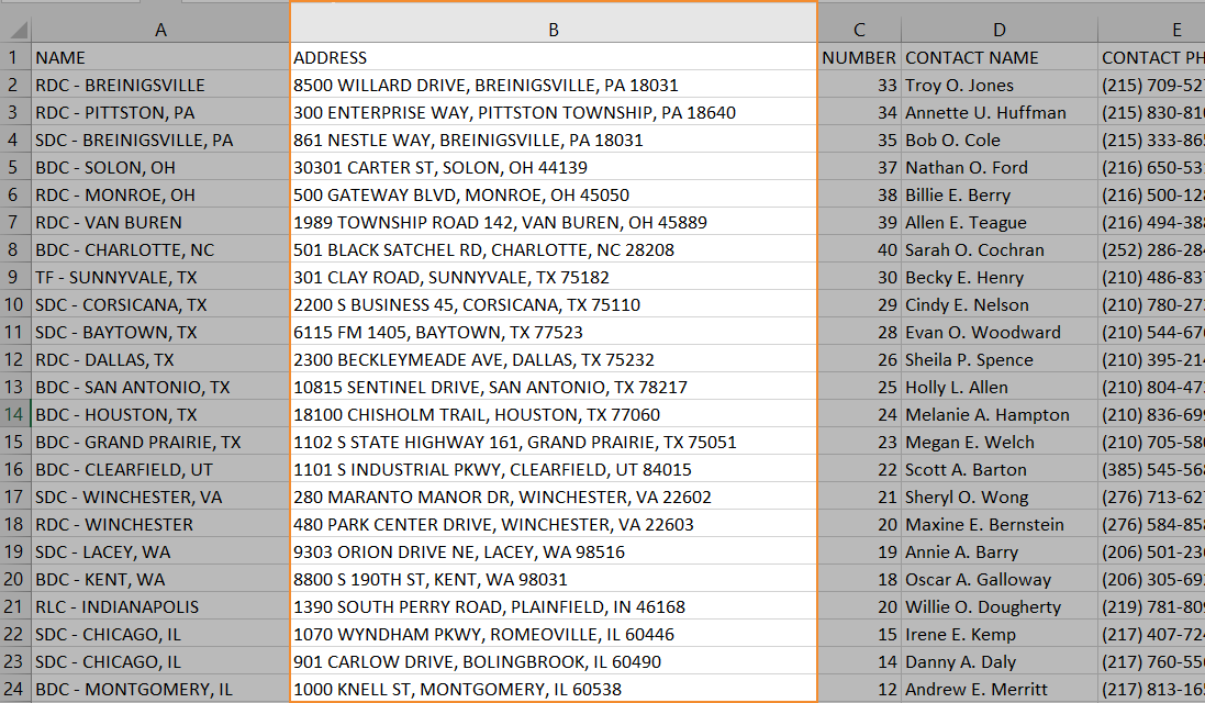 Format spreadsheet for Mapline