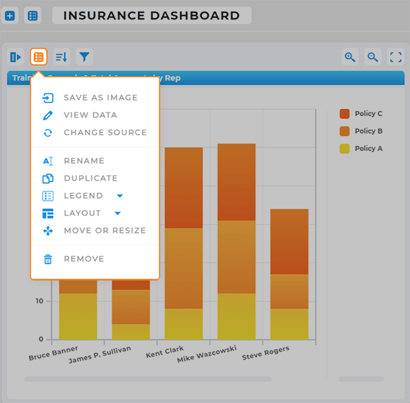 screenshot of the edit menu in Mapline dashboards