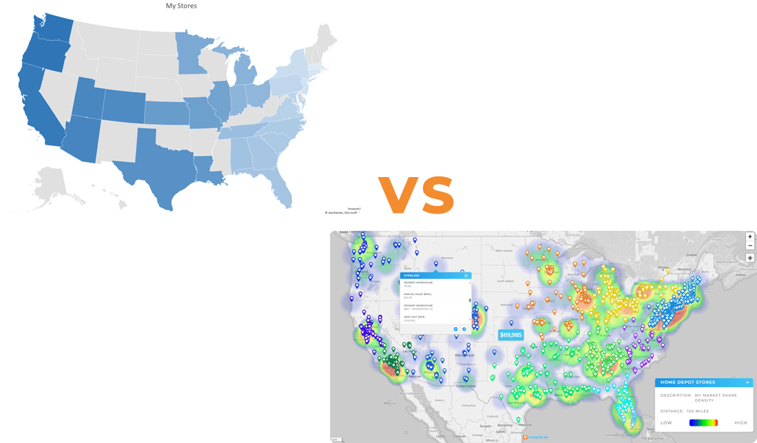 Excel map vs Mapline map